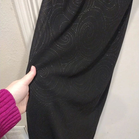 Karina Nites Black Sparkle Y2K Formal Black Maxi Dress Sz 10P-Fairy Whimsy Goth - Picture 4 of 9